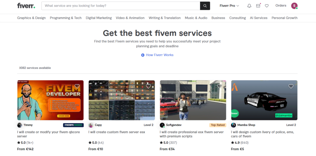 Fiverr Screenshot